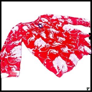 New Tommy Hilfiger Women’s 1x Sheer Red Floral Blouse